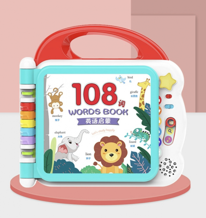 Carte interactiva si educativa cu 108 activitati, pentru bebelusi, rosu