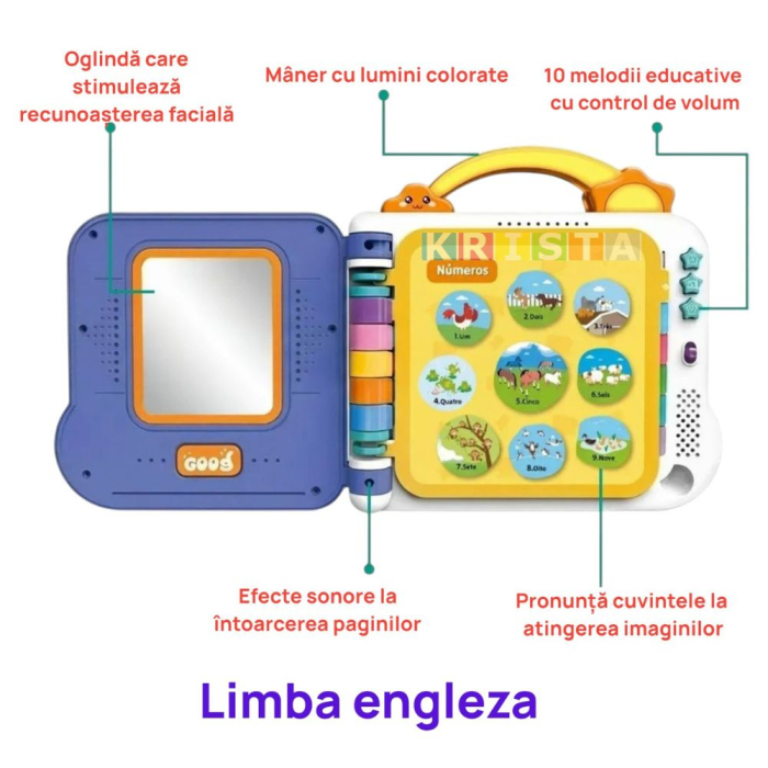 Carte Interactiva "Words Book" - Educatie Timpurie, Lumini, Muzica si Oglinda [2]