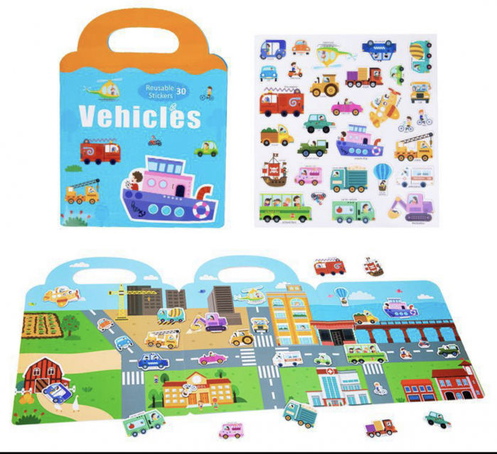 Carte magnetica cu 30 stickere reutilizabile, Vehicule in Oras [3]