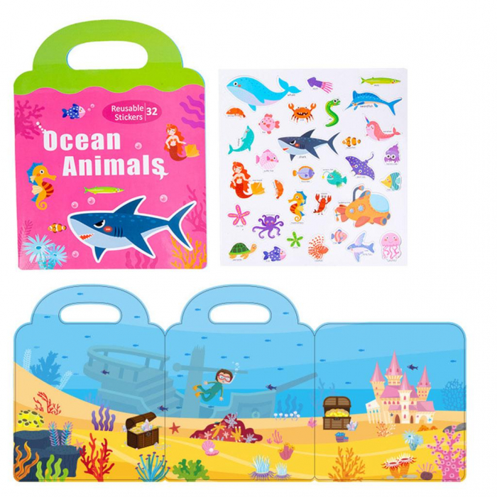 Carte magnetica cu 32 stickere reutilizabile, Animalele marine [6]