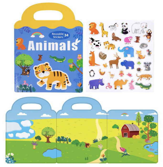 Carte magnetica cu 34 stickere reutilizabile, Animalele salbatice din Savana [6]