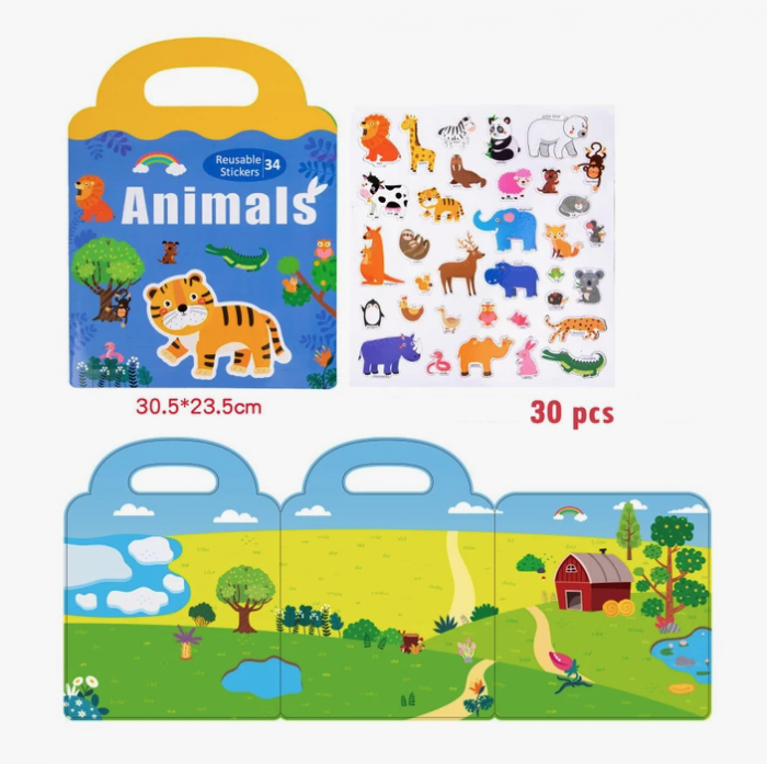 Carte magnetica cu 34 stickere reutilizabile, Animalele salbatice din Savana [8]