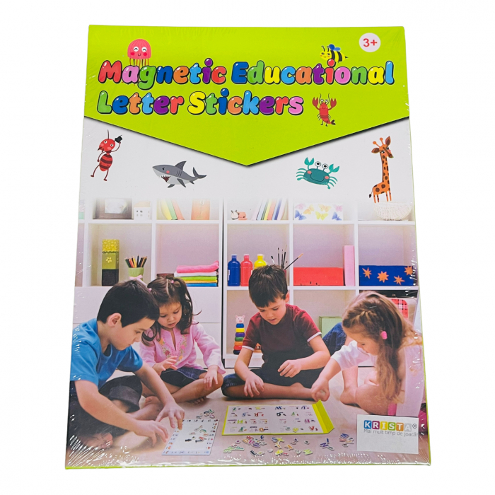 Carte magnetica cu activitati educative, cu piese puzzle si tablita de scris magnetica, cu marker, Literele alfabetului