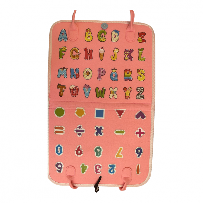 Carte senzoriala tip geanta, cu 16 activitati, 45x28 cm, din fetru, roz [3]