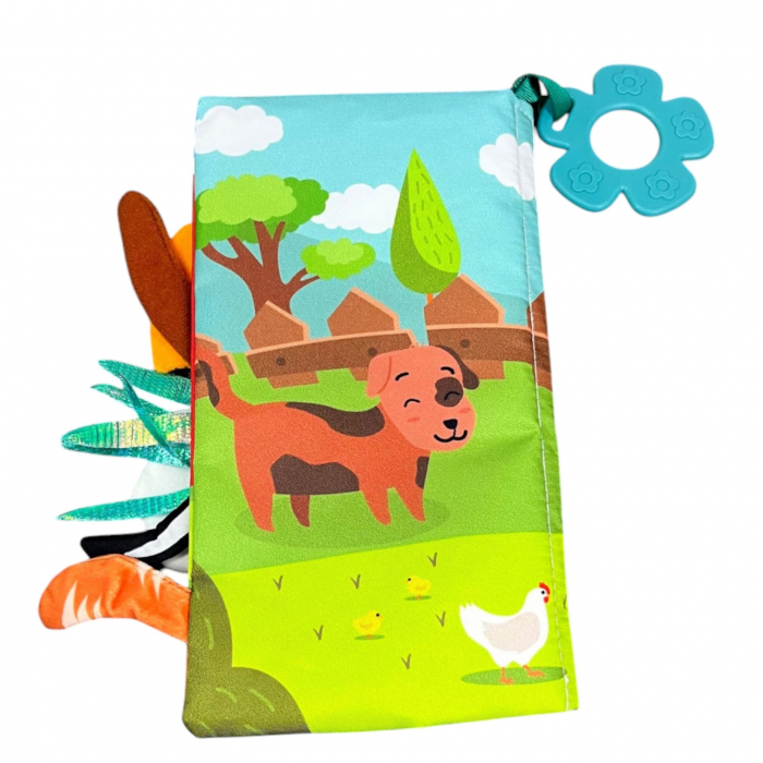 Carte textila senzoriala bebe, Animalele de la Ferma [4]