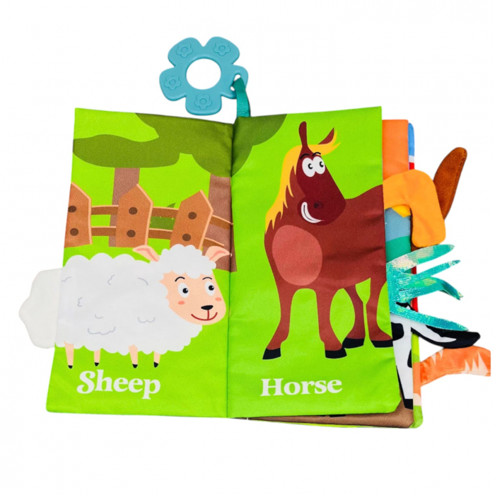 Carte textila senzoriala bebe, Animalele de la Ferma [3]
