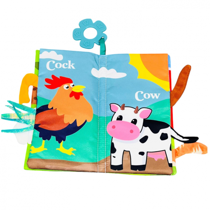 Carte textila senzoriala bebe, Animalele de la Ferma [5]