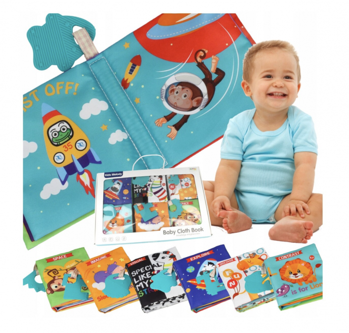 Set 6 carti senzoriale bebe, cu jucarii de dentitie [10]