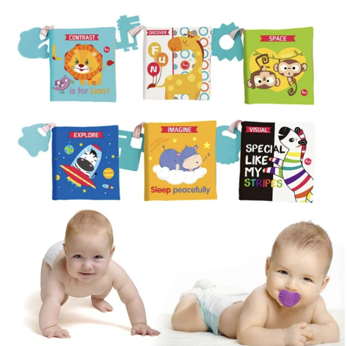 Set 6 carti senzoriale bebe, cu jucarii de dentitie [2]