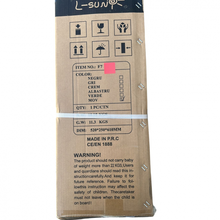 Carucior 2 in 1, F7 Albastru, reversibil, pliabil compact, suspensii duble [7]