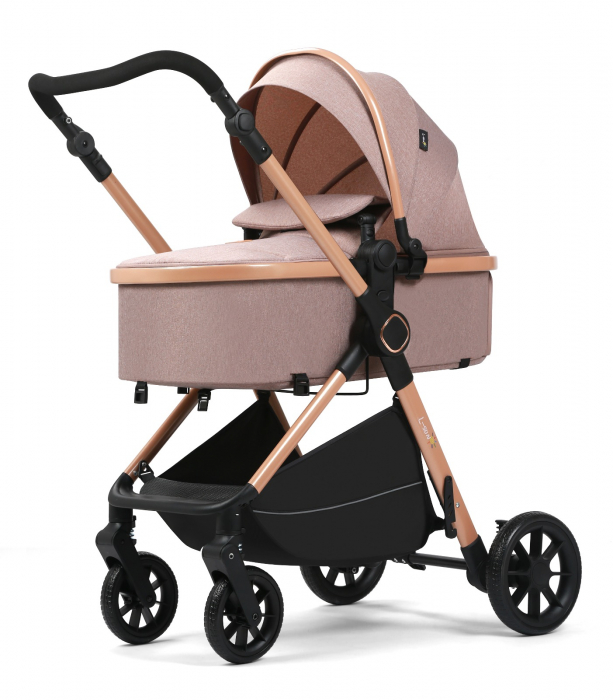 Carucior 2 in 1, F7 Crem, reversibil, pliabil compact, suspensii duble [2]