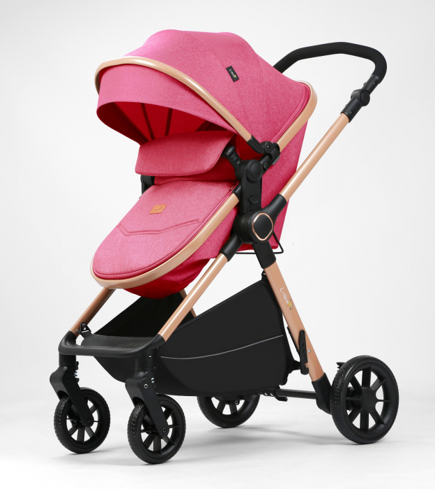 Carucior 2 in 1, F7 Mov, reversibil, pliabil compact, suspensii duble [4]