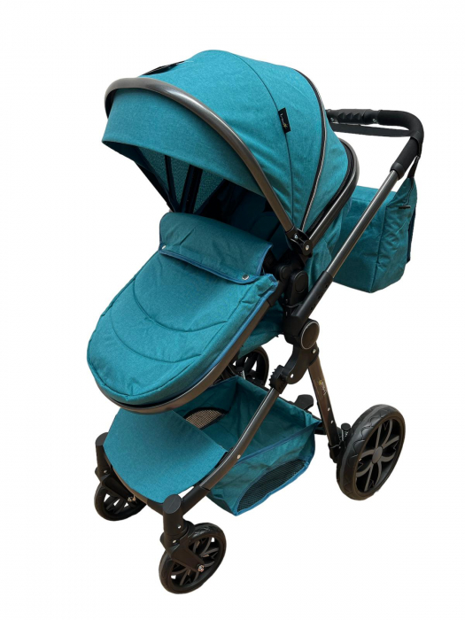 Carucior 2 in 1 pliabil, transformabil landou-sport, T8 Verde inchis [2]