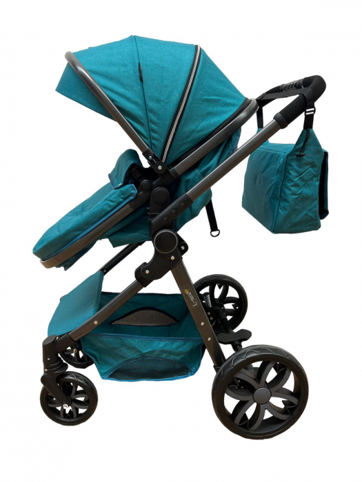 Carucior 2 in 1 pliabil, transformabil landou-sport, T8 Verde inchis [5]
