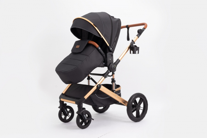 Carucior 2 in 1 Premium Gold Q2, Negru, transformabil, reversibil, cu husa si geanta [13]