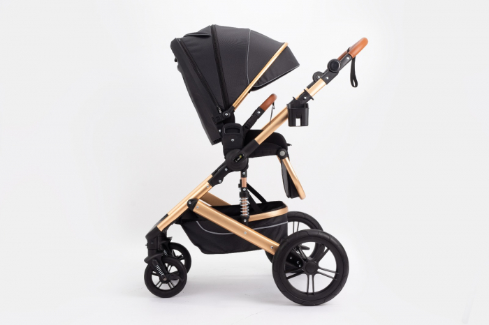 Carucior 2 in 1 Premium Gold Q2, Negru, transformabil, reversibil, cu husa si geanta [7]