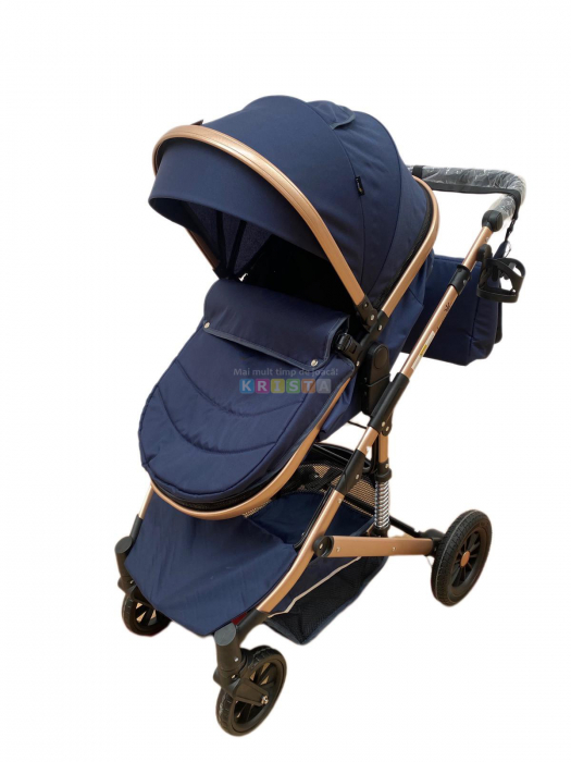 Carucior 2 in 1, reversibil, cu suspensii, T7 albastru - L-Sun [6]