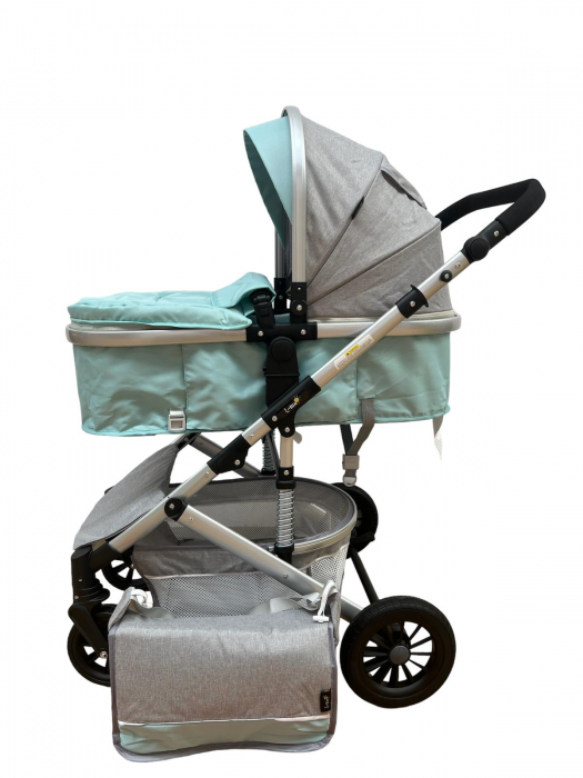 Carucior 2 in 1, reversibil, cu suspensii, T7 Verde deschis [4]