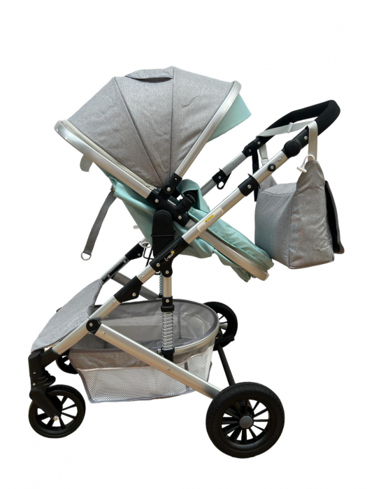 Carucior 2 in 1, reversibil, cu suspensii, T7 Verde deschis [5]