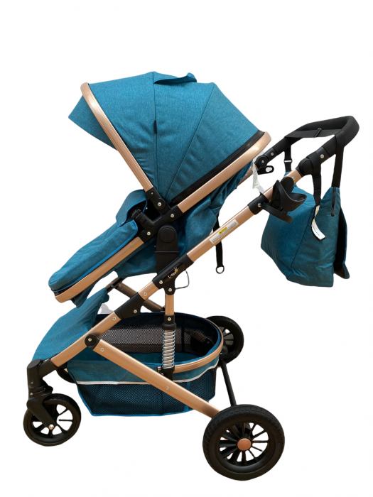 Carucior 2 in 1, reversibil, cu suspensii, T7 verde - L-Sun [6]