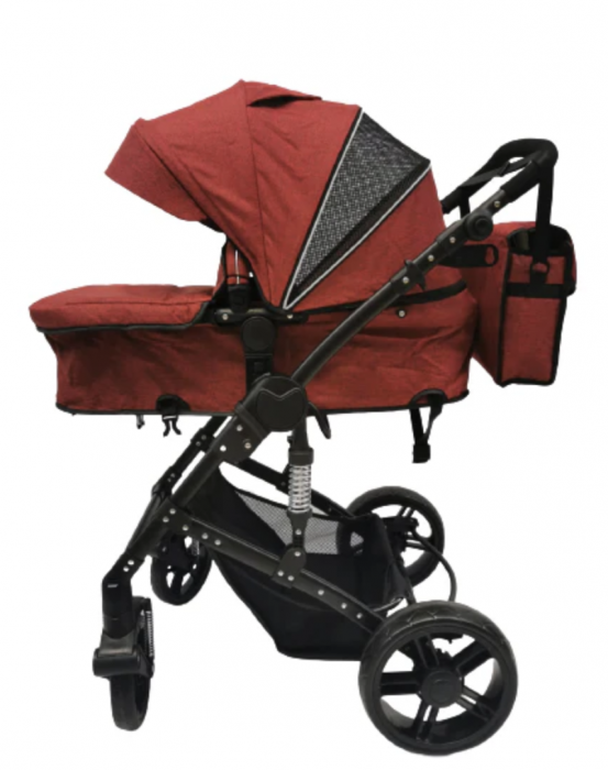 Carucior 2 in 1, reversibil, pliabil, suspensii duble, Teknum 6618, rosu [3]