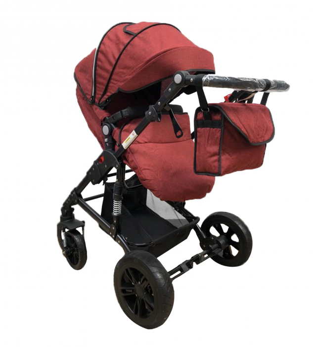 Carucior 2 in 1, reversibil, pliabil, suspensii duble, Teknum 6618, rosu [4]