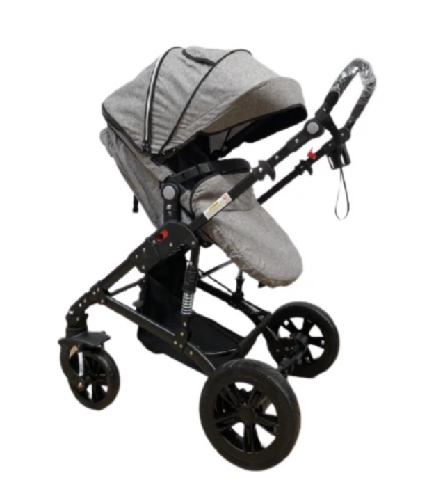 Carucior 2 in 1, reversibil, pliabil, suspensii duble, Teknum 6618, gri [3]