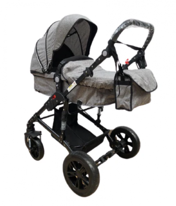 Carucior 2 in 1, reversibil, pliabil, suspensii duble, Teknum 6618, gri [4]