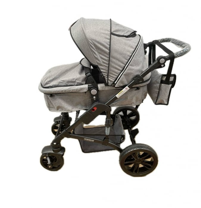 Carucior 2 in 1, reversibil, pliabil, suspensii duble, Teknum 6618, gri [5]