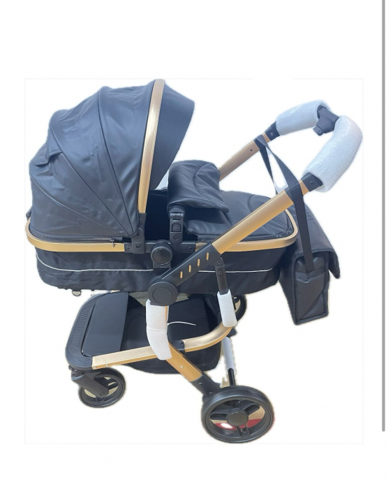 Carucior 2 in 1cu maner reversibil, transformabil landou-sport, 518 Negru [7]