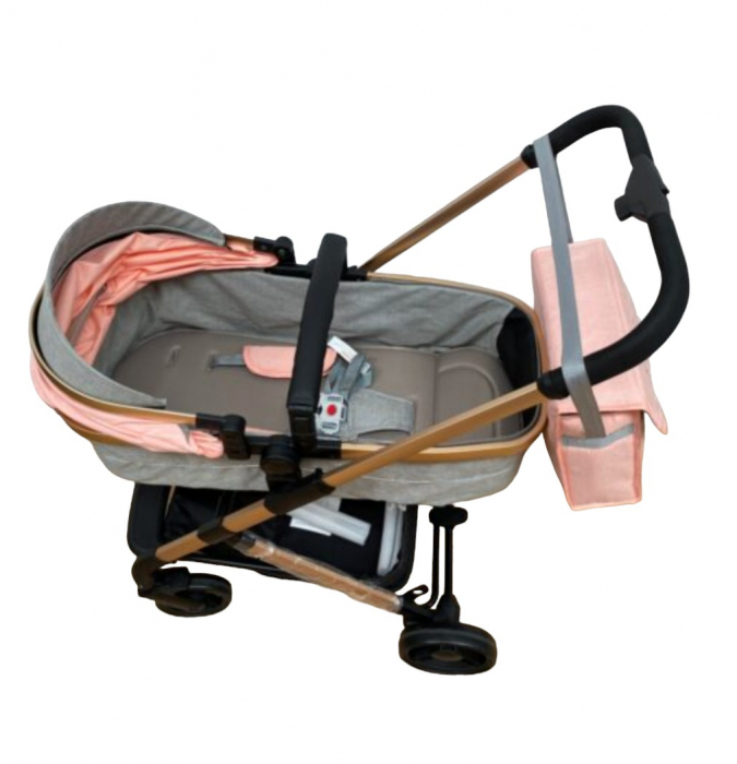 Carucior 2 in 1 transformabil landou-sport, 608 Roz - Gri [10]