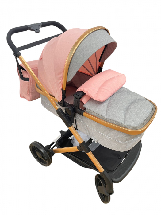 Carucior 2 in 1 transformabil landou-sport, 608 Roz - Gri [4]
