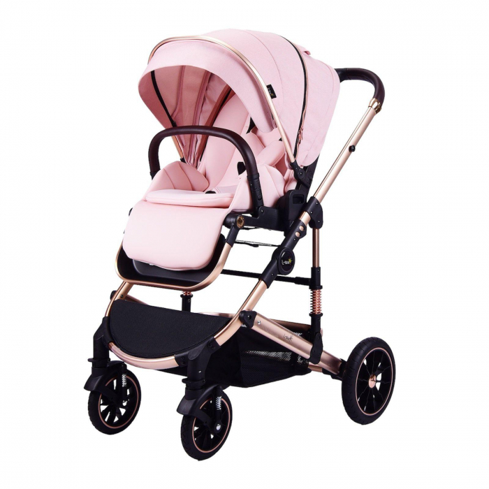 Carucior 2 in 1 transformabil, reversibil, pliabil, F3 Luxury Pink [7]