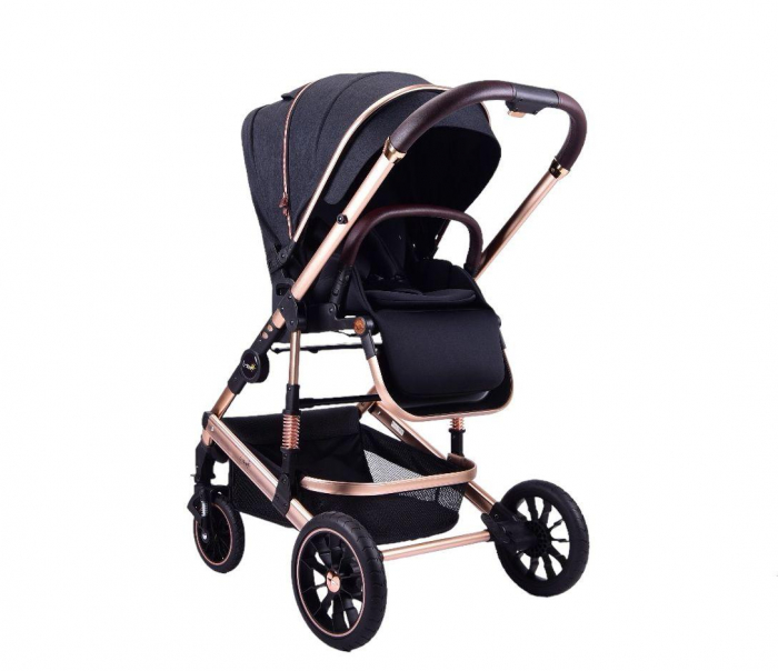 Carucior 2 in 1 transformabil, reversibil, pliabil, F3 Luxury Black [7]