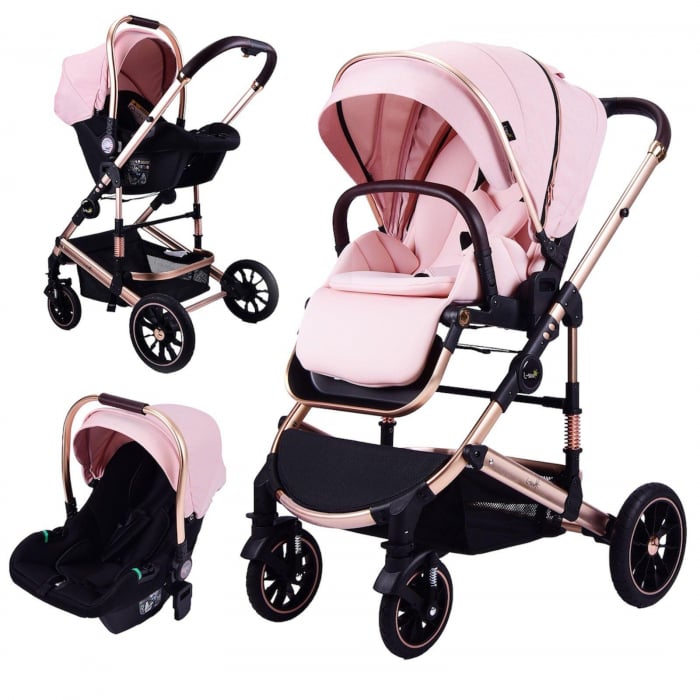 Carucior 3 in 1 transformabil, reversibil, pliabil, F6 Luxury Pink