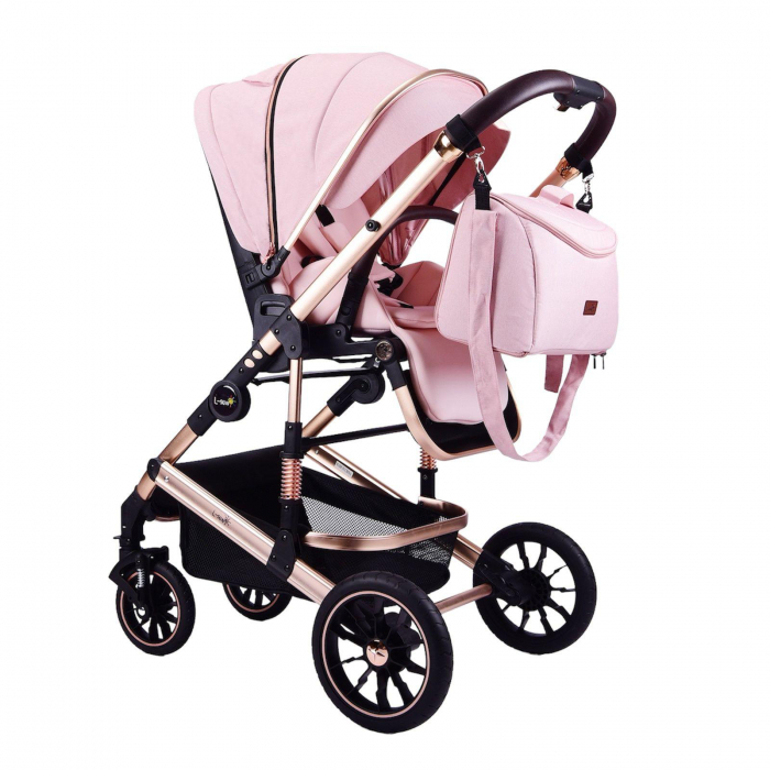 Carucior 3 in 1 transformabil, reversibil, pliabil, F6 Luxury Pink [7]