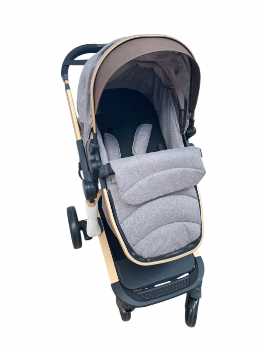 Carucior 2 in 1cu maner reversibil, transformabil landou-sport, 518 Crem [4]