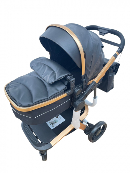 Carucior 2 in 1cu maner reversibil, transformabil landou-sport, 518 Negru [3]