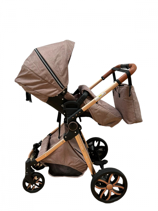 Carucior 3 in 1, 3 piese landou, sport si scoica, T6 - crem [6]