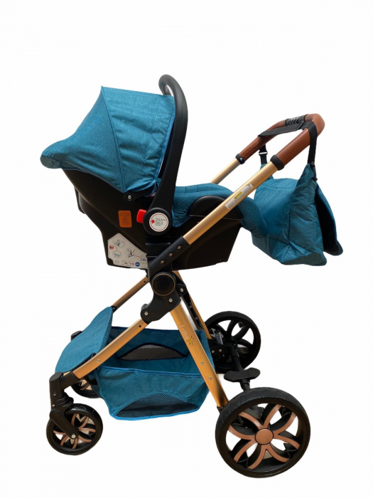 Carucior 3 in 1, cu suspensii, reversibil, T9 - albastru [11]