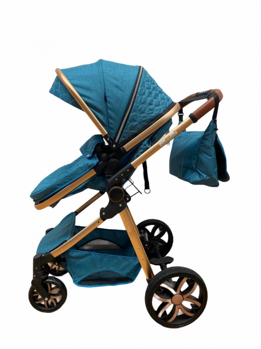 Carucior 3 in 1, cu suspensii, reversibil, T9 - albastru [3]