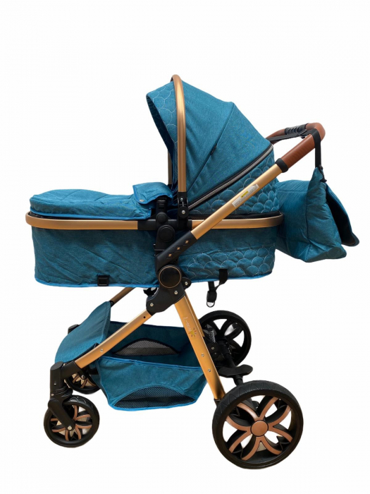 Carucior 3 in 1, cu suspensii, reversibil, T9 - albastru [7]