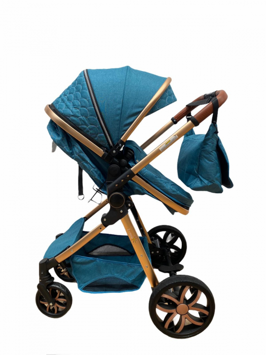 Carucior 3 in 1, cu suspensii, reversibil, T9 - albastru [2]