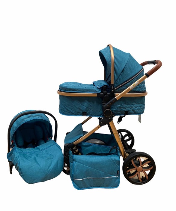 Carucior 3 in 1, cu suspensii, reversibil, T9 - albastru [4]