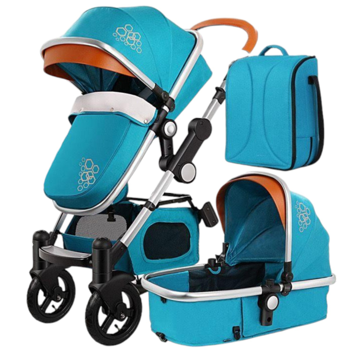 Carucior 3 in 1 Deluxe cu Scoica, Dubla Suspensie si Maner Reversibil Golden Verde [3]