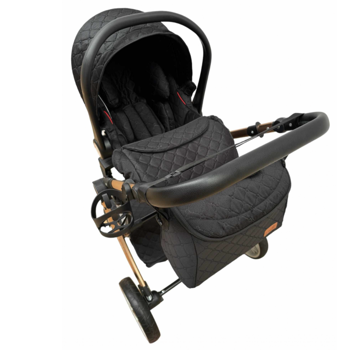 Carucior Multifunctional 3 in 1, F1 Negru Forma de Ou Reversibil cu Scoica [9]