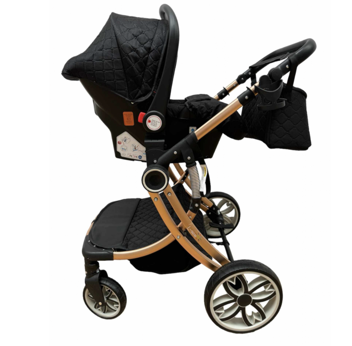 Carucior Multifunctional 3 in 1, F1 Negru Forma de Ou Reversibil cu Scoica [7]