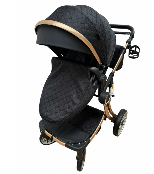 Carucior Multifunctional 3 in 1, F1 Negru Forma de Ou Reversibil cu Scoica [3]