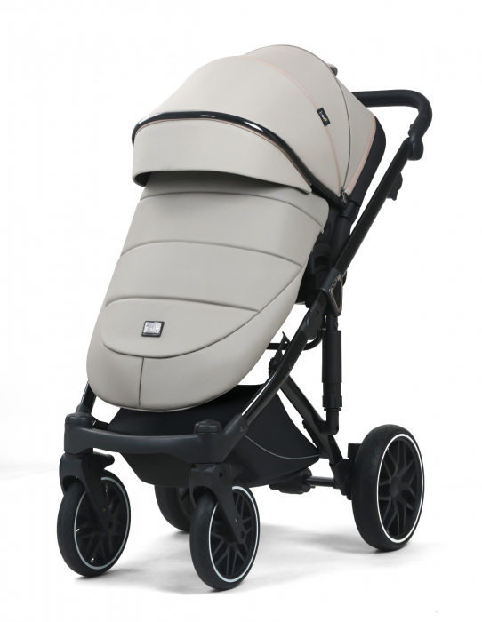 Carucior 3 in 1, G8 Luxury Gri, reversibil, cu suspensii, din piele ECO [3]