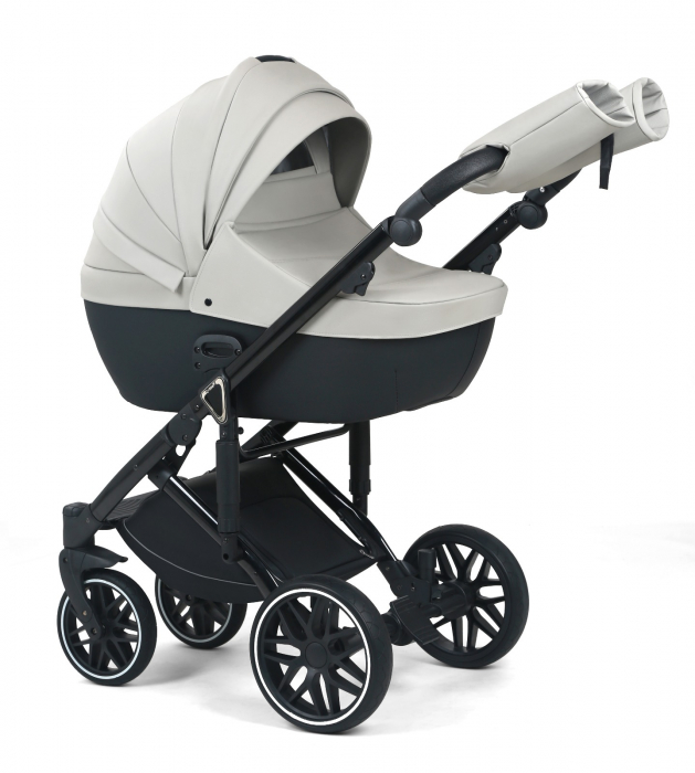 Carucior 3 in 1, G8 Luxury Gri, reversibil, cu suspensii, din piele ECO [2]